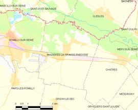 Mapa obce Maizières-la-Grande-Paroisse