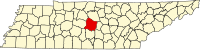 Locatie van Rutherford County in Tennessee