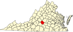 State map highlighting Appomattox County