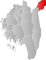 Mapa do condado de Vestfold com Rømskog em destaque.