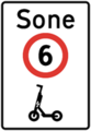 Speed limit zone for small electric vehicles Speed limit of 6 km/h (3.7 mph) for small electric vehicles until of end of speed limit zone.