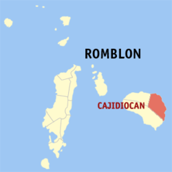 Mapa de Romblon con Cajidiocan resaltado