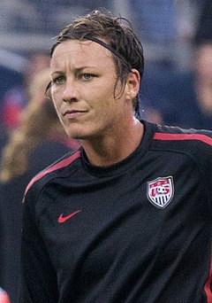 Wambach warming up for an international friendly match against Canada, September 2011