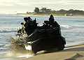 Marines assigned to the 3rd Amphibious Assault Battalion based out of Camp Pendleton, Calif., maneuver their Amphibious Assault Vehicles around the beach during a training exercise at the Pacific Missile Range Facility.