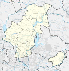 Mapa konturowa powiatu będzińskiego, na dole znajduje się punkt z opisem „EC Będzin Spółka Akcyjna”