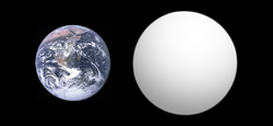 Maan ja Kepler-296e:n likimääräinen kokovertailu