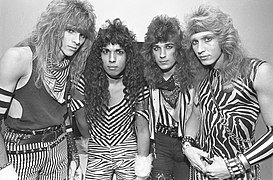 Group portrait of Christian heavy metal band Stryper, 1984 (22183060152).jpg