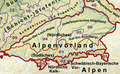Ausschnitt Alpenvorland und Alpen (alte Gliederung)