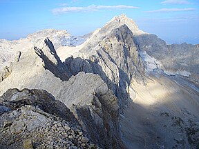 Westteil des Jubiläumsgrats mit Zugspitze von Osten