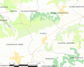 Mapa obce Villegly