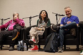 Mike Pollock, Colleen O'Shaughnessey & Roger Craig Smith (53607122586).jpg