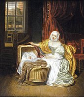 Mother with a Child in a Wicker Cradle, second half of 17th century