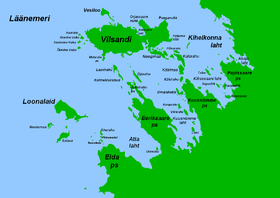 Carte de Vilsandi et des îles avoisinantes dont Vesiloo au Nord.