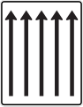 Zeichen 521-33 Fahrstreifentafel; Darstellung ohne Gegenverkehr: fünf Fahrstreifen in Fahrtrichtung