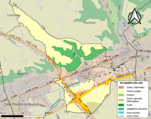 Carte en couleurs présentant l'occupation des sols.