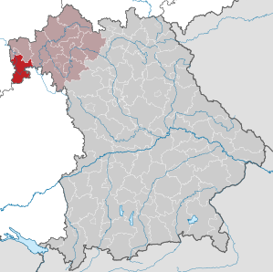 Beliggenheden af Landkreis Miltenberg i Bayern (klikbart kort)