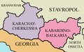 Map of Karachay-Cherkessia and Kabardino-Balkaria