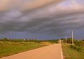 Clouds over country road in Cass County, Nebraska