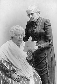 The great champions of women’s rights in the 19th century: Elizabeth Cady Stanton (seated) and Susan B. Anthony. Stanton helped organize the first women’s rights convention in 1848 in Seneca Falls, New York. In later years, she joined Anthony in founding the National Woman Suffrage Association. “I forged the thunderbolts,” Stanton said of their partnership, “and she fired them.”