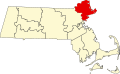 Harta statului (Commonwealth of) Massachusetts arătând comitatul Essex