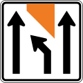 (TW-7.1.1) Lane management (three lanes, middle lane merges to the left)