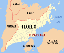 Mapa de Provincia de Iloílo con Zarraga resaltado
