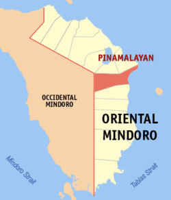 Map of Oriental Mindoro with Pinamalayan highlighted