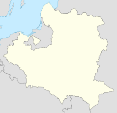 Mapa konturowa Polski w 1771 r., na dole nieco na lewo znajduje się punkt z opisem „Gorlice”