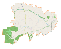 Mapa konturowa gminy Rzeczyca, blisko centrum po lewej na dole znajduje się punkt z opisem „Rzeczyca”