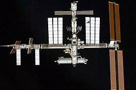 ISS from Endeavour STS-126 before docking (16 November 2008)