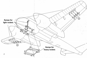 The rocket ramps of the B 18B. (The T 18B used the same wing ramps)
