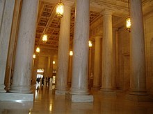 The interiors (except for the actual courtroom) of the United States Supreme Court Building.
