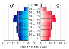Bevolkingspiramide van de gemeente Peel en Maas