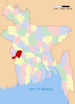錢尼達縣於孟加拉位置圖