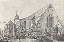 Chor und südliches Querschiff um 1820, links die achteckige „Glocke“