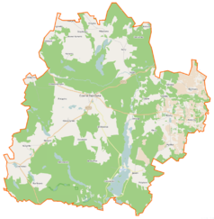 Mapa konturowa gminy Czarna Dąbrówka, na dole znajduje się punkt z opisem „Dąbrowa Leśna”