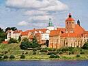 Panorama of the Old Town of Grudziądz with the granaries and Saint Nicholas Basilica