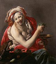 A Bacchante, a female follower of Bacchus, by Hendrick ter Brugghen (1627).