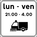 Road cleaning during times shown