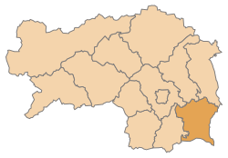Poloha okresu Südoststeiermark v spolkovej krajine Štajersko (klikacia mapa)