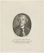Portret van Jacques Necker Jacob Necker, Staats-Minister en Directeur Generaal der Finantien van Frankrijk (titel op object), RP-P-1914-5010.jpg