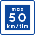 Rekommenderad lägre hastighet max 50 km/h