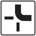 Zusatzzeichen 1002-21 Verlauf der Vorfahrt­straße an Kreuzungen (von oben nach rechts)