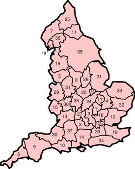 O hartă a comitatelor istorice ale Angliei