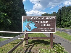 Entrance sign on Pole Rd., Jackson M. Abbott Wetland Refuge.jpg