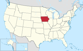Karte der USA, Iowa hervorgehoben
