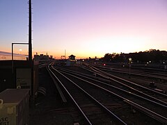 Tracks leading from Jamaica station in 2019