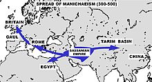 Carte montrant l’expansion du manichéisme.