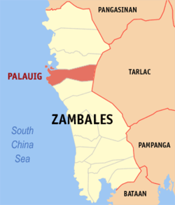 Mapa de Zambales con Palauig resaltado