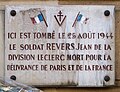 Le résistant est Jean Revers mort au no 66 pendant la Libération de Paris.